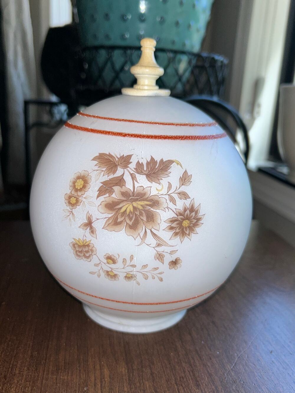 Vintage Ceiling Light Frosted Glass Shade milk glass 
Floral